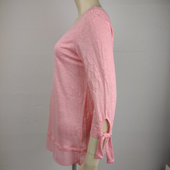 NWT Sanctuary pink 100% Linen round neck 3/4 sleeve blouse top womens Small - Picture 5 of 7